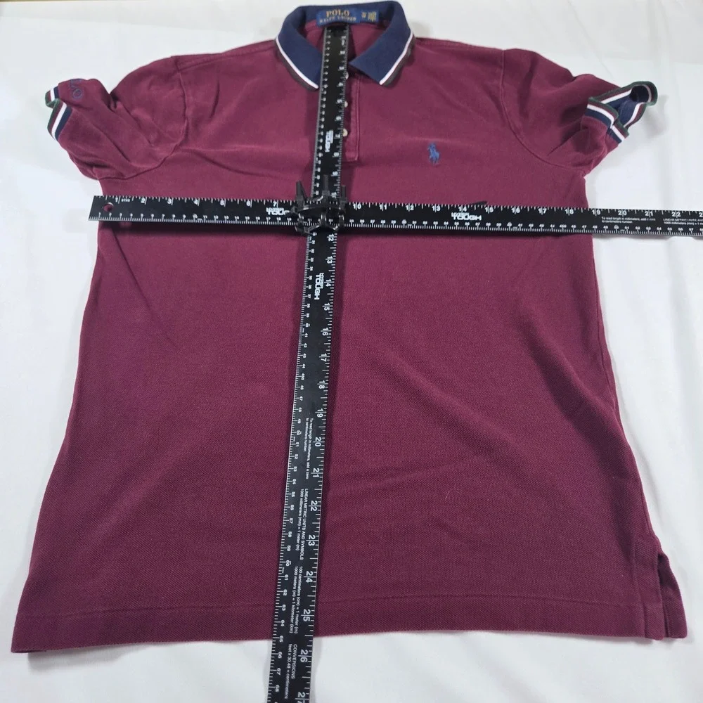 Polo Ralph Lauren Mens XS Classic Fit Pique Polo Shirt Burgundy Tipped Collar